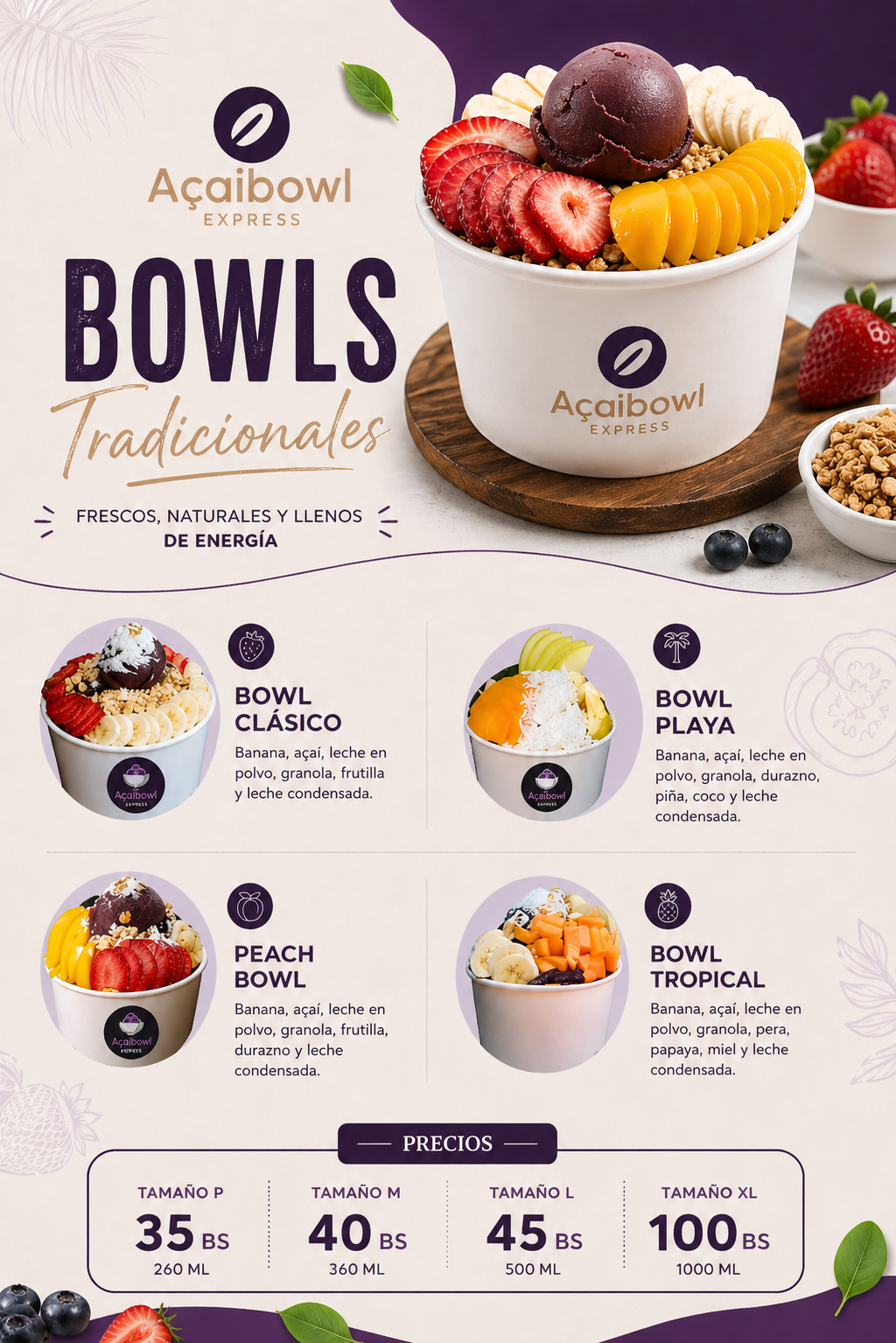 Bowls tradicionales del menú