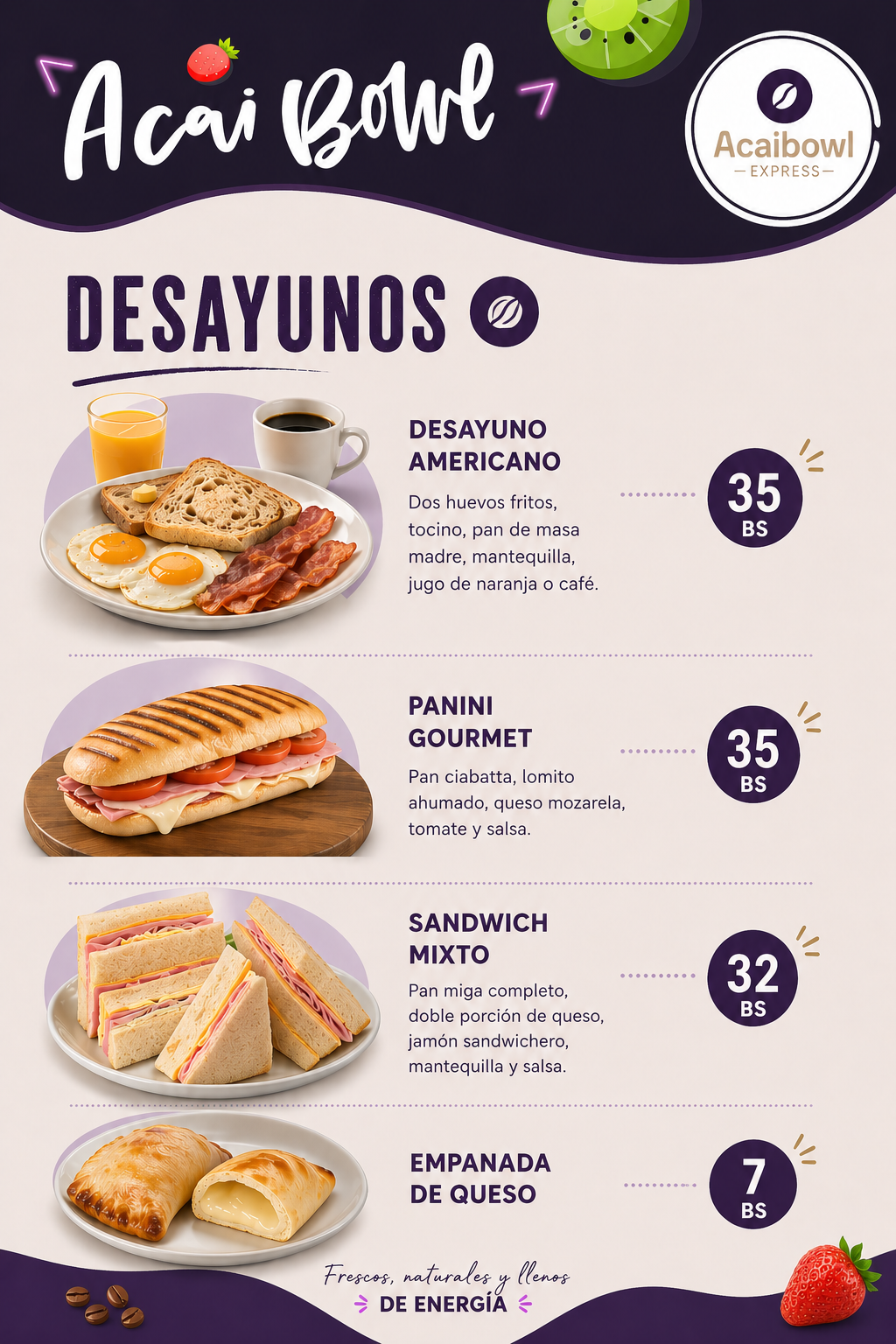 Desayunos del menú